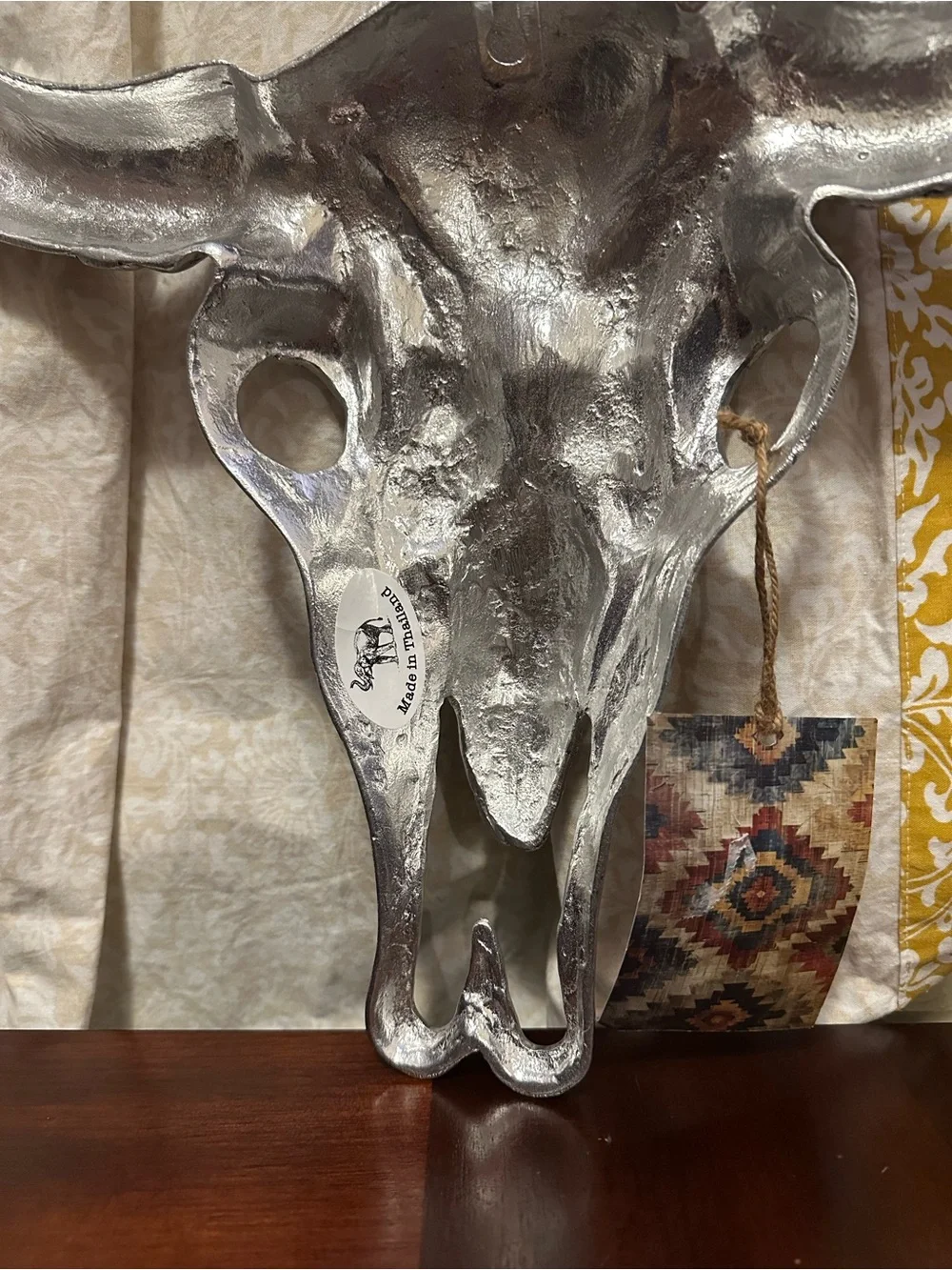 Ashland metallic Western Theme Steer skull wall art Shiny Silver Finish
